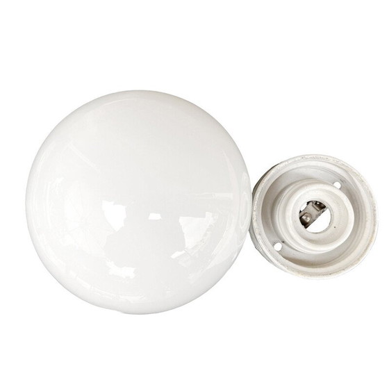 Image 1 of Applique industrielle vintage en verre soufflé et céramique, Allemagne 1980