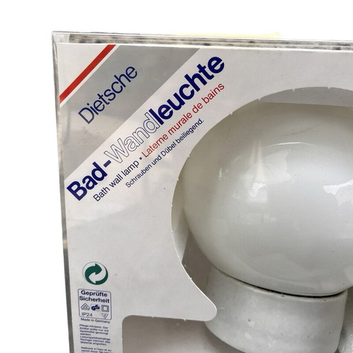 Applique industrielle vintage en verre soufflé et céramique, Allemagne 1980