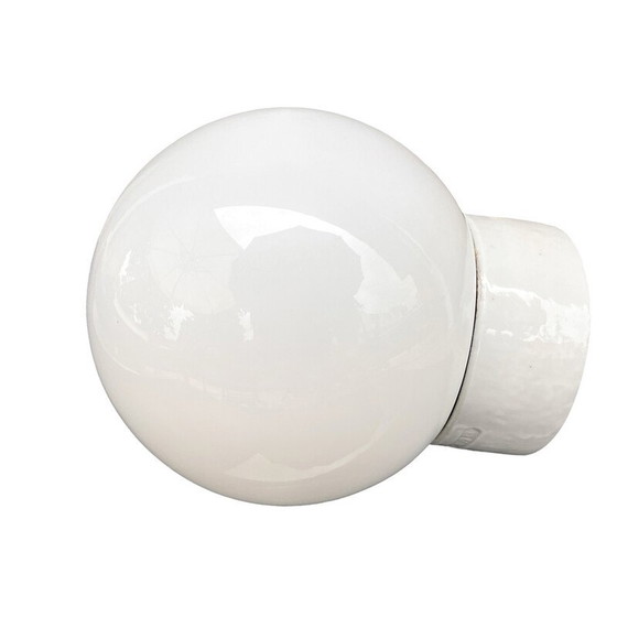 Image 1 of Applique industrielle vintage en verre soufflé et céramique, Allemagne 1980