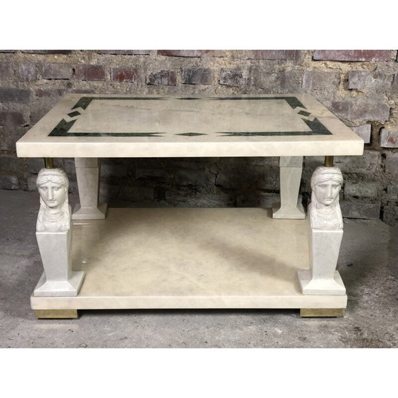 Image 1 of Paire de tables d'appoint vintage en résine et laiton, 1980