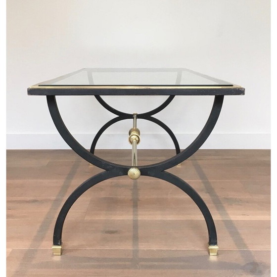 Image 1 of Table basse vintage en laiton et acier noirci, 1950