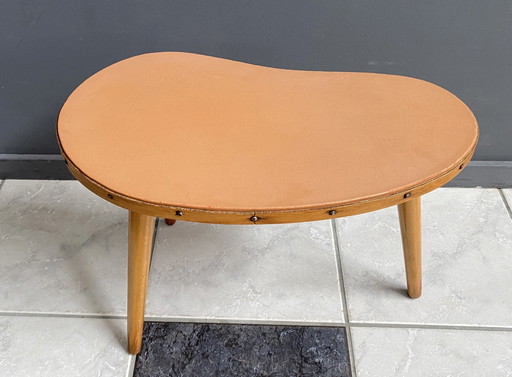 Table à plantes en simili-cuir rose en forme de rein 1960S