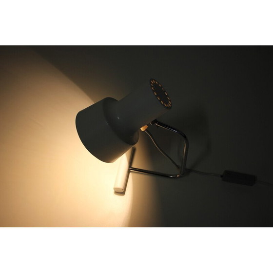 Image 1 of Lampe blanche vintage en métal laqué et chrome par Josef Hurka, Tchécoslovaquie 1960