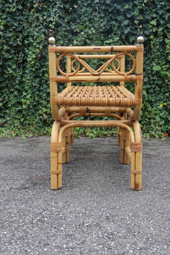 Image 1 of Banc en Rotin et Laiton Design Italien