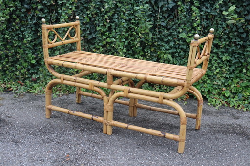 Banc en Rotin et Laiton Design Italien