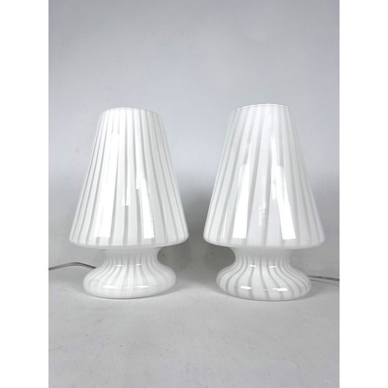 Image 1 of Paire de lampes de table postmodernes en verre de Murano, 1970