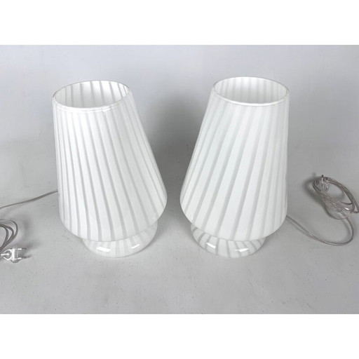 Paire de lampes de table postmodernes en verre de Murano, 1970