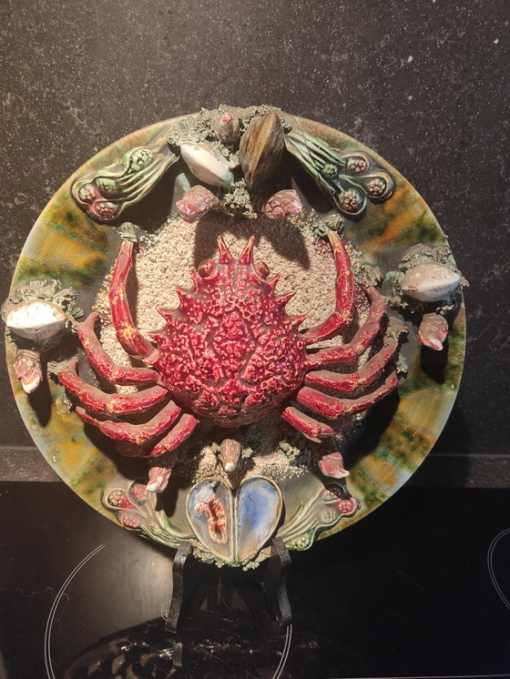 Image 1 of Assiette à homard en faïence de Caldas Da Rainha, années 1930