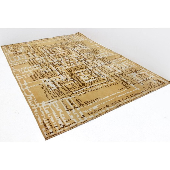 Image 1 of Tapis vintage à motifs géométriques modernistes, Tchécoslovaquie 1960