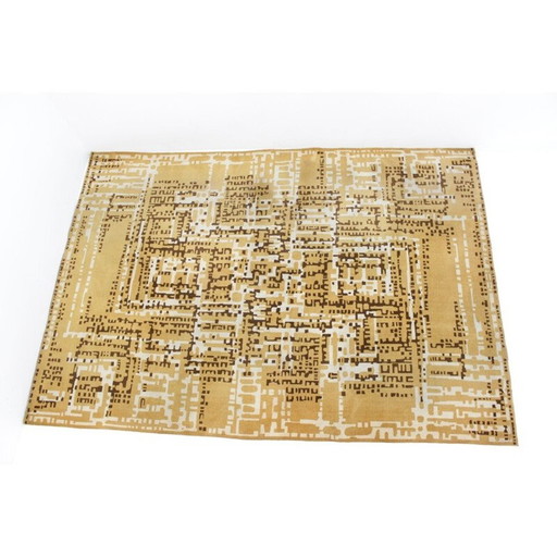 Tapis vintage à motifs géométriques modernistes, Tchécoslovaquie 1960