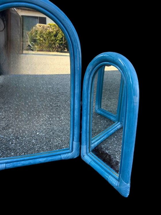 Image 1 of Miroir Triptyque en Rotin