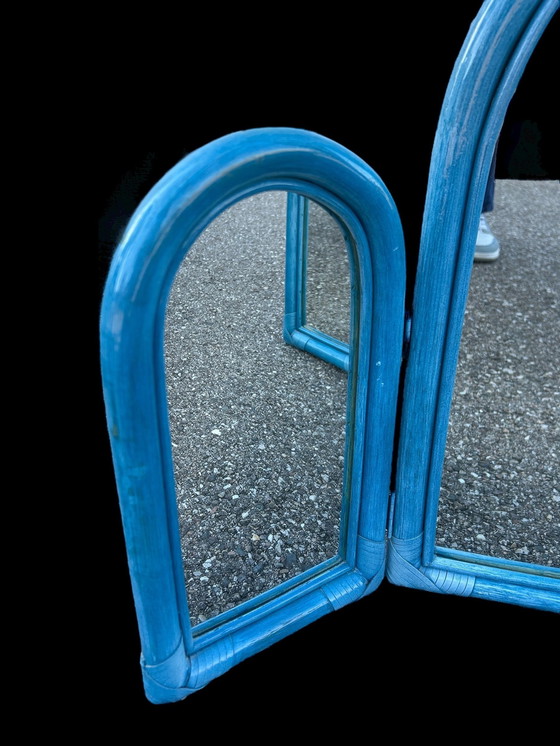 Image 1 of Miroir Triptyque en Rotin
