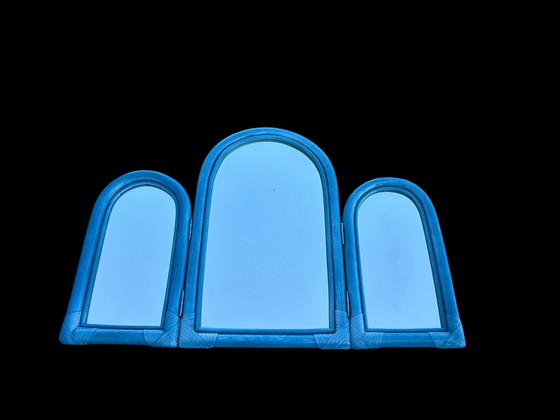 Image 1 of Miroir Triptyque en Rotin
