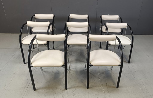 Ensemble de 8 chaises de salle à manger postmodernes, 1980S