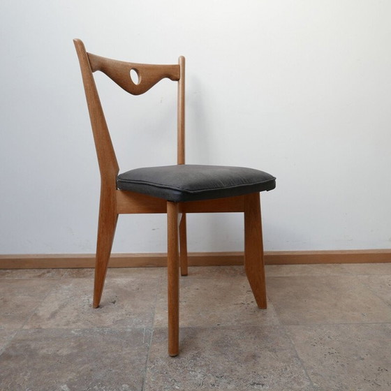 Image 1 of Ensemble de 6 chaises de salle à manger en bois de chêne du milieu du siècle par Guillerme et Chambron, France années 1960