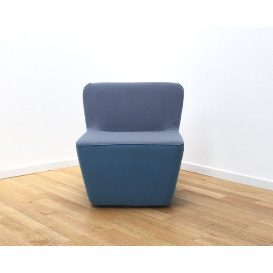 Image 1 of Paire de chaises de thé vintage en tissu rouge et bleu pour Sancal, Espagne