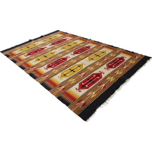 Tapis Kilim vintage en laine, Tchécoslovaquie, années 1960