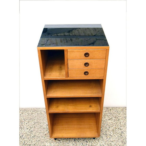 Image 1 of Etagère vintage italienne en bois et verre, années 1950