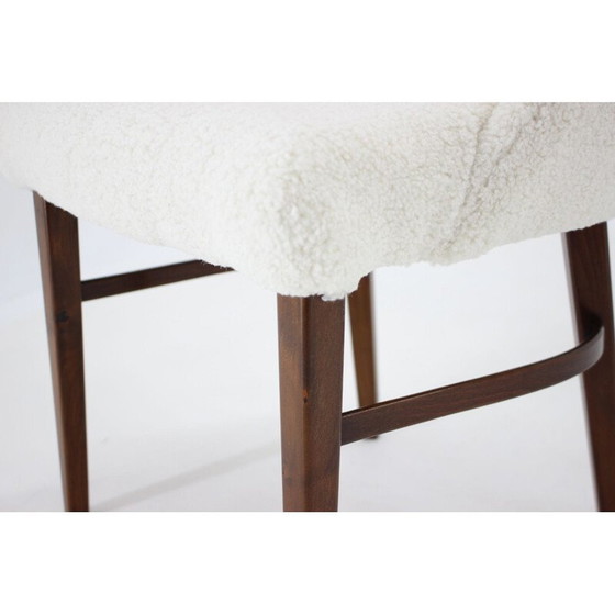 Image 1 of Chaise vintage en bois de hêtre et tissu en peau de mouton, Danemark 1960