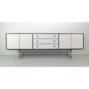 Buffet haut vintage en teck et laiton par William Watting pour Fristho, Danemark 1950