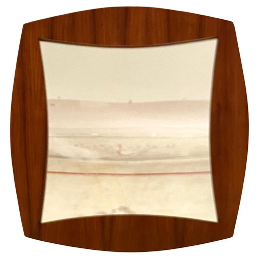 1X Miroir carré en bois de rose, Italie, 1960
