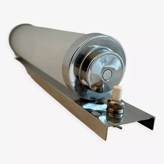 Image 1 of Applique Vintage Moderniste, Verre Sablé Et Métal Chromé, Art Déco 1930