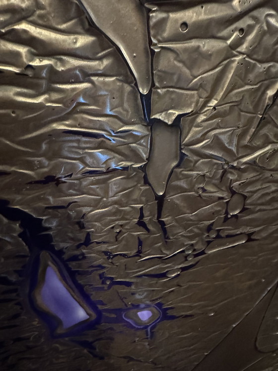 Image 1 of Panneau mural brutaliste en cuivre et verre