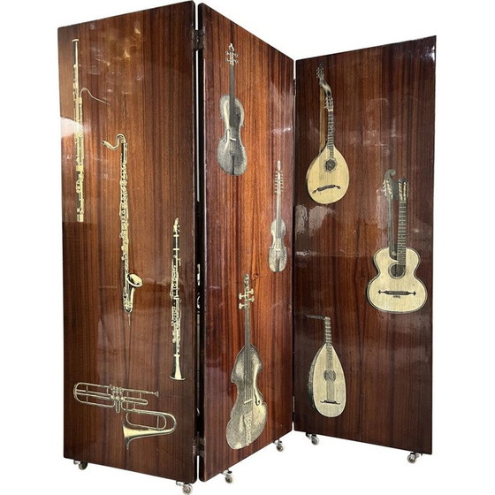 Image 1 of Paravent vintage en placage d'acajou, 1950