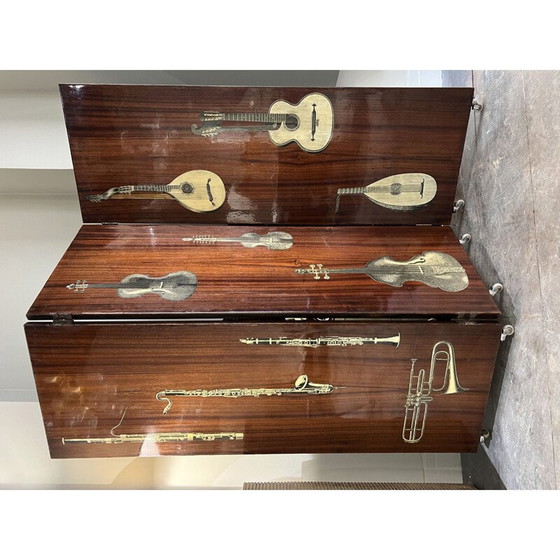 Image 1 of Paravent vintage en placage d'acajou, 1950