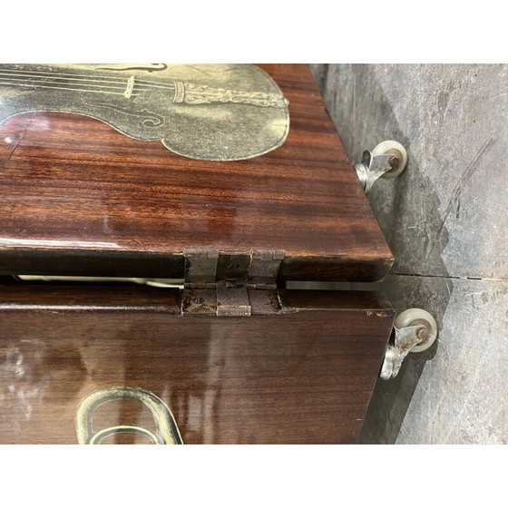 Image 1 of Paravent vintage en placage d'acajou, 1950