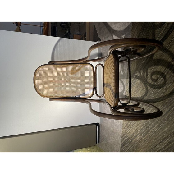 Image 1 of Fauteuil à bascule vintage en corde pour Thonet, Tchécoslovaquie 1920