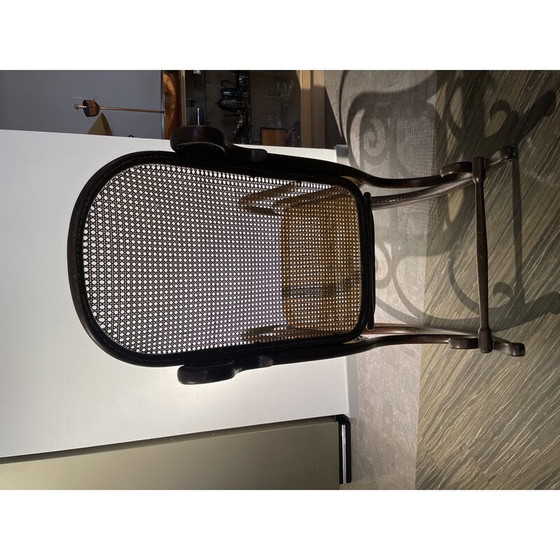 Image 1 of Fauteuil à bascule vintage en corde pour Thonet, Tchécoslovaquie 1920