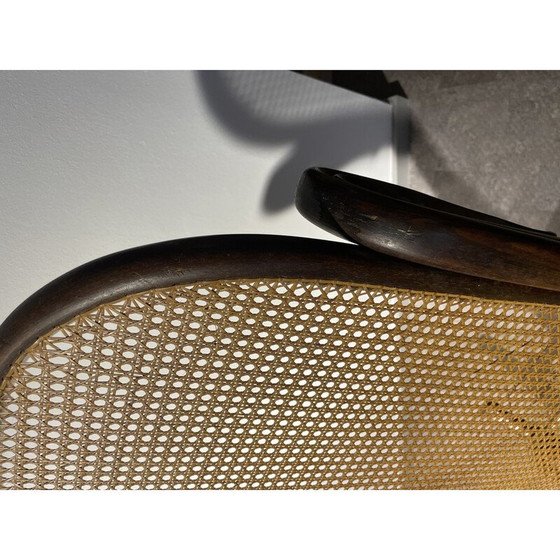 Image 1 of Fauteuil à bascule vintage en corde pour Thonet, Tchécoslovaquie 1920
