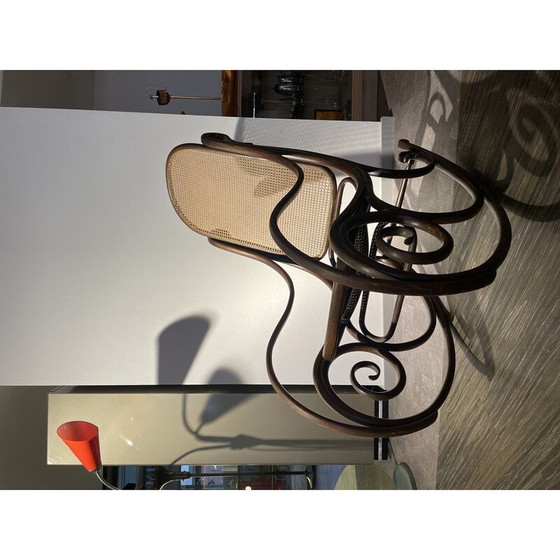 Image 1 of Fauteuil à bascule vintage en corde pour Thonet, Tchécoslovaquie 1920