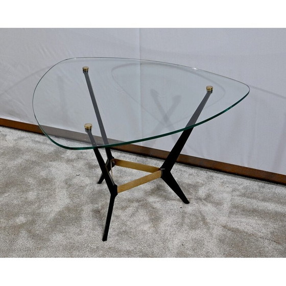 Image 1 of Table basse vintage en verre et métal, 1980