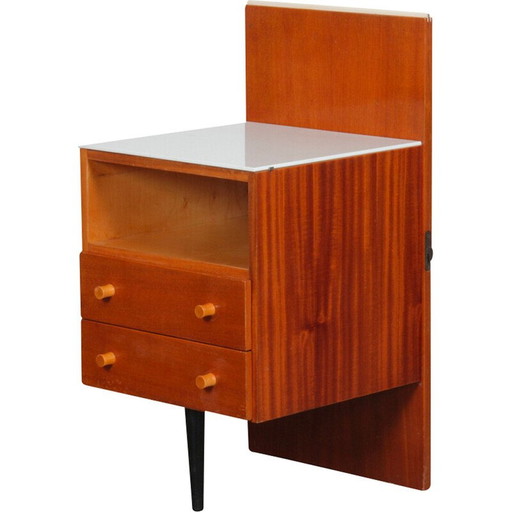 Table de nuit vintage en verre opalisé par Mojmir Pozar pour Up Zavody, Tchécoslovaquie 1960