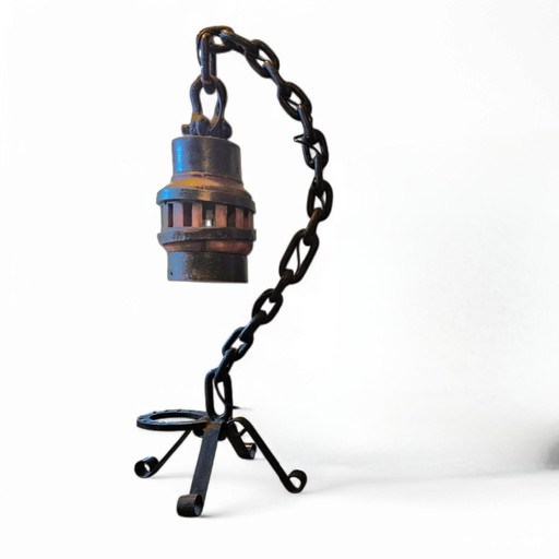 Grand / Vintage Brutalist Floor Chain Lamp / Rural Dutch Design 1970S