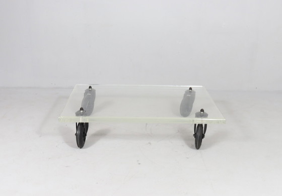 Image 1 of Table basse/table basse sur roulettes, années 1980, Italie