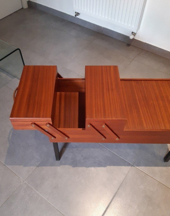 Image 1 of Meuble D'Appoint Vintage - Travailleuse Scandinave - Meuble De Rangement - Ancien