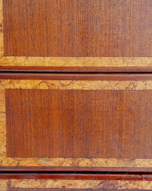 Meuble d'entrée vintage avec placage de noyer incrusté