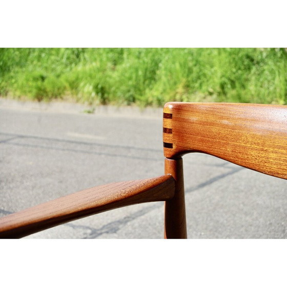 Image 1 of Vintage teak and black leather armchair by Henry Walter Klein for Bramin, Denmark 1960