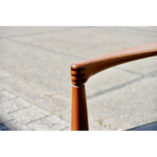 Vintage teak and black leather armchair by Henry Walter Klein for Bramin, Denmark 1960