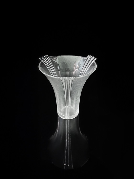 Image 1 of Vintage Art Deco Revival Vase en cristal de plomb 80Er Italie 1980 Cristallo Al Piombo Italy verre Fontana Arte