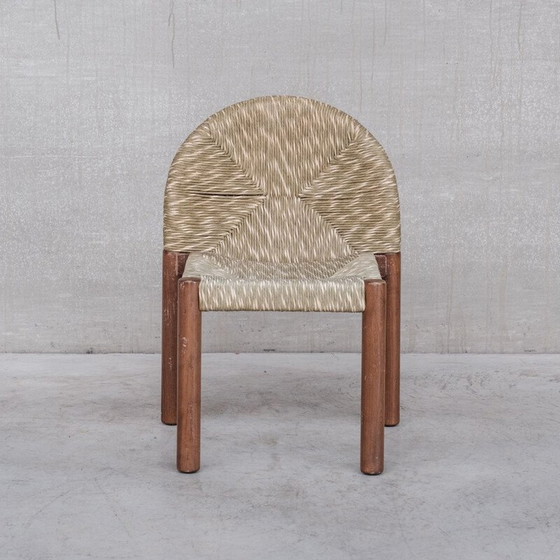 Image 1 of Ensemble de 4 chaises en jonc vintage, Italie 1960
