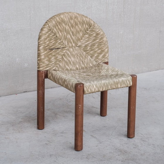 Image 1 of Ensemble de 4 chaises en jonc vintage, Italie 1960