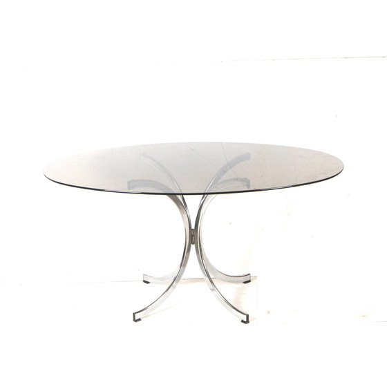 Image 1 of Grande table de salle à manger ovale en verre des années 1970