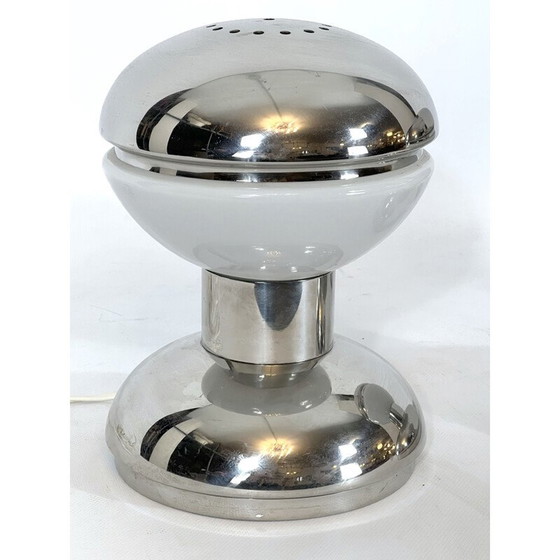 Image 1 of Paire de lampes vintage en chrome et verre de lait par Goffredo Reggiani, Italie 1970