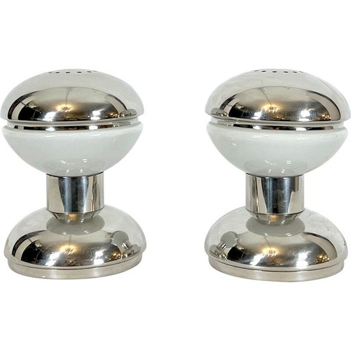Paire de lampes vintage en chrome et verre de lait par Goffredo Reggiani, Italie 1970