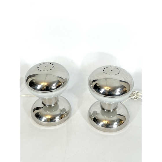 Image 1 of Paire de lampes vintage en chrome et verre de lait par Goffredo Reggiani, Italie 1970
