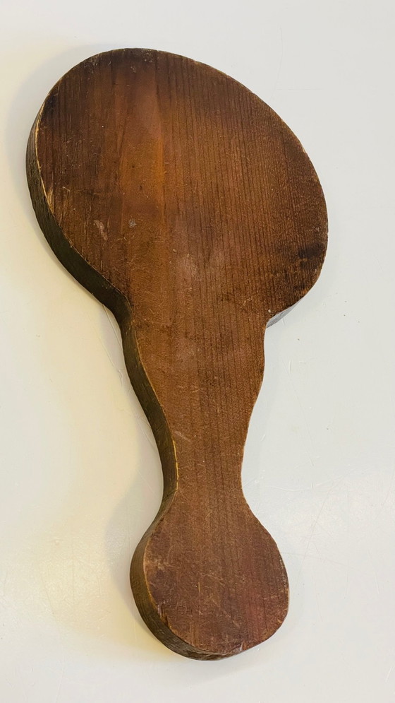 Image 1 of Miroir À Main Métal Émaillé Sur Bois Vintage France